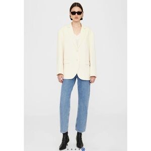 Anine Bing Quinn Blazer | White Cashmere Wool Blend | Heavyweight (SMALL)